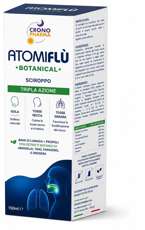 Atomiflu' botanical sciroppo tripla azione 150 ml senza coloranti con fruttosio