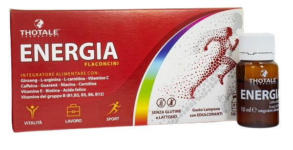 Thotale energia 10 flaconcini 10 ml gusto lampone senza glutine senza lattosio con edulcoranti