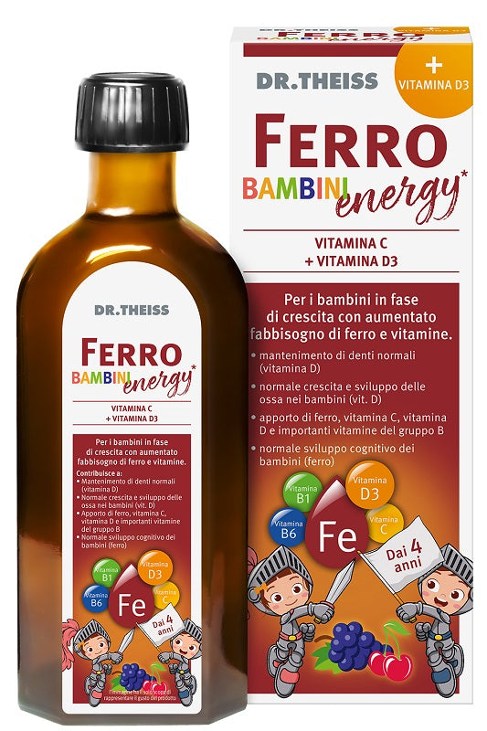 Dr theiss ferro bambini energy 250 ml gusto uva e ciliegia con edulcorante