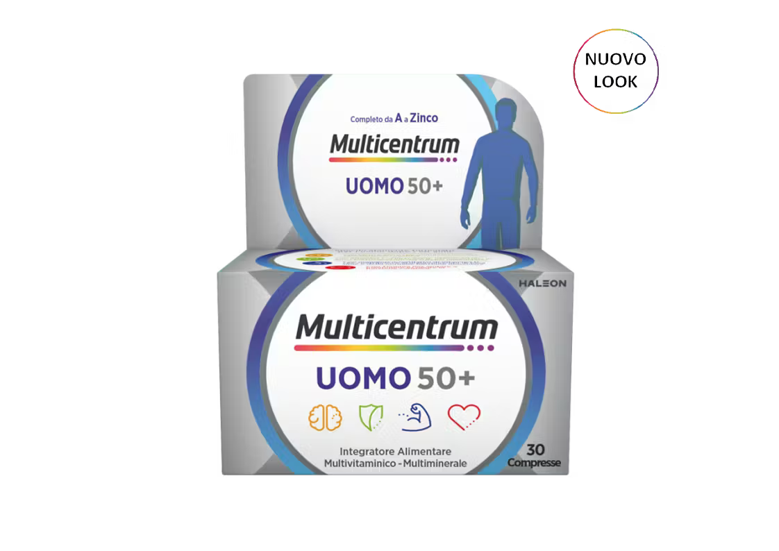 Multicentrum Uomo 50+ 30 compresse | Integratore multivitaminico e multiminerale