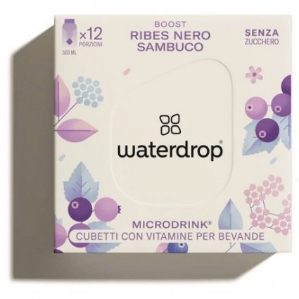 Waterdrop microdrink boost con vitamine per bevande al gusto ribes nero e sambuco 12 cubetti scadenza 05/2024