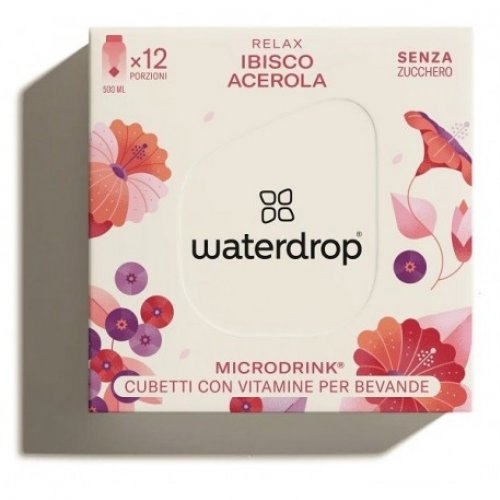 Waterdrop Microdrink Relax con vitamine per bevande gusto ibisco acerola e lampone 12 cubetti