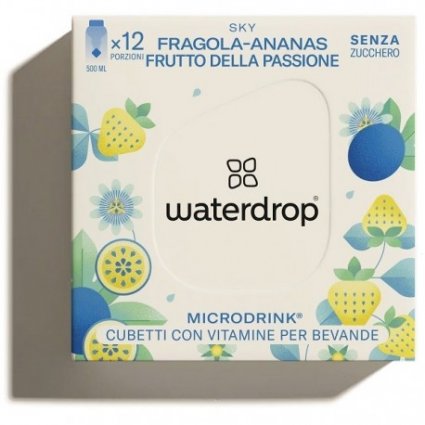 Waterdrop Microdrink Sky con vitamine per bevande gusto fragola ananas e frutto della passione 12 cubetti