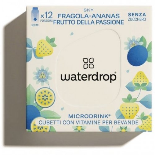 Waterdrop Microdrink Sky con vitamine per bevande gusto fragola ananas e frutto della passione 12 cubetti