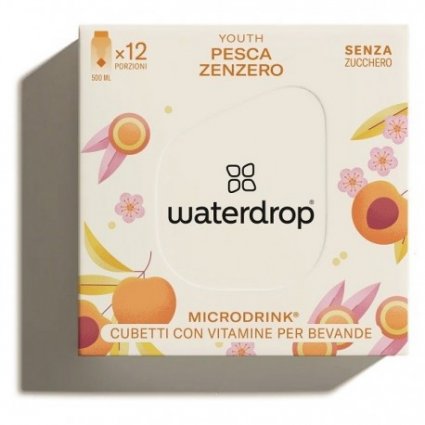 Waterdrop Microdrink Youth con vitamine per bevande gusto pesca e zenzero 12 cubetti scadenza 05/2024
