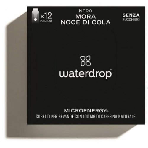 Waterdrop Microenergy Nero cubetti energizzanti per bevande gusto mora e noce di cola 12 cubetti