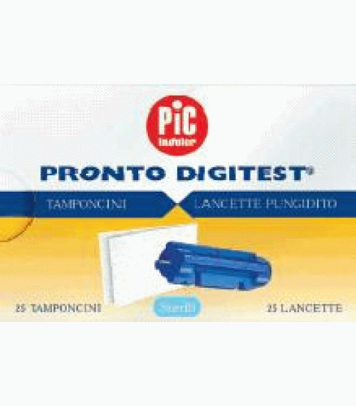 PIC DIGITEST LANCETTE PUNGIDITO 25 PEZZI + 25 TAMPONCINI ASSORBENTI